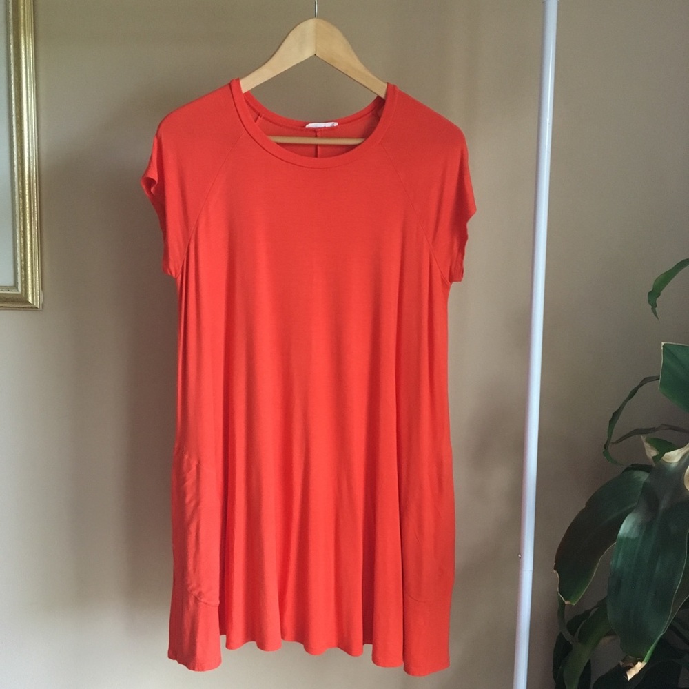 Orange T-Shirt Dress w/ Pockets!